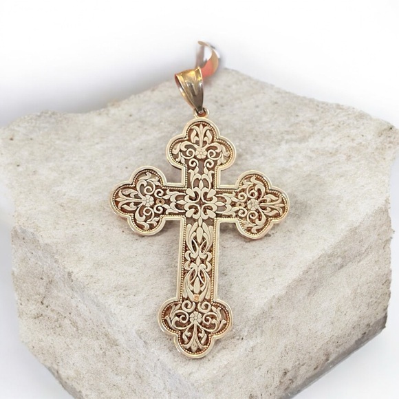 Sterling Silver Christian Greek Orthodox Filigree Cross - Picture 8 of 8